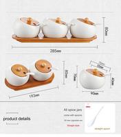 Ensemble de pots à épices en céramique avec couvercle en bois blanc, récipients de rangement modernes pour la cuisine avec cuillère pour sel, sucre, poivre, assaisonnements, maison, restaurant