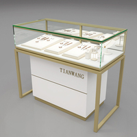 Kiosque LED de qualité supérieure en bois et verre, matériel de bijouterie et de vitrine pour vitrines de magasins à bijoux