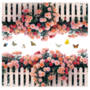 Autocollant mural 3D Jardin de roses romantique et clôture blanche - Décalcomanie florale auto-adhésive <span class=keywords><strong>pour</strong></span> plinthe de chambre et salon - Product Image 4