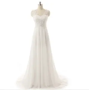 Кружевное шифоновое летнее свадебное платье Holy Lace с V-образным вырезом