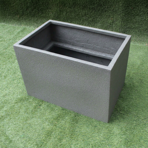 Classic Grey <b>Rectangular</b> Flower <b>Pot</b> Dotted Texture Outdoor Floor Garden Planter Minimalist Style Durable Lightweight Fiberglass - Product Image 1