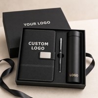 Ensemble Cadeau d'Affaires Tout-en-un Personnalisé : Journal en Cuir PU A5, Stylo, Gobelet Isotherme et Capuchon Tactile Intelligent avec Fermoir Argenté pour le Bureau