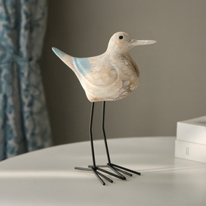 Ornement d'oiseau en bois de style méditerranéen, forme irrégulière, décoration de salon - Product Image 1