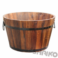 Baril rond de jardinière de grand calibre en bois anti-corrosion, pots de plantation de jardinage à la maison, pots de plantation de balcon de patio extérieur
