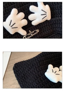 Gorro de Punto con Diseño de <span class=keywords><strong>Mickey</strong></span> <span class=keywords><strong>Mouse</strong></span> de Dibujos Animados para Mujer, Gorro Divertido para Fotos, Gorro Holgado de Moda que Adelgaza el Rostro - Product Image 6