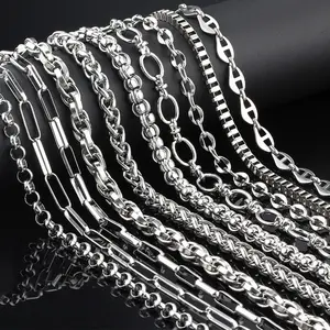 Wholesale 50Meter 100Meter Stainless Steel Chain Multiple Design Huge Stock Necklaces Can Be Custom Designed