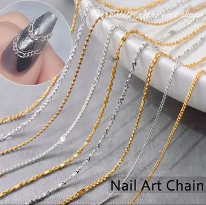 50cm Nail Bead Chain Gold Silver All Various Shapes Chains Nail Art Decorations 3D Metal Steel Ball Chain Nail Art Jewelry DIY