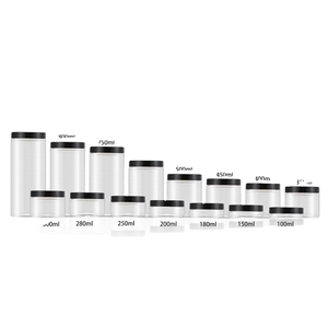 Transparent PET <b>Plastic</b> <b>Jars</b> With Black Screw Tops Cylinder Shape Food Grade Container 150ml 500ml Capacity - Product Image 4