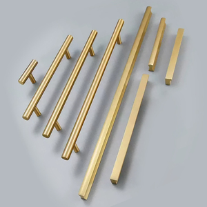 Tirador de Gabinete en Forma de T, Moleteado, de Latón Sólido, Acabado Dorado Moderno, Herraje <span class=keywords><strong>para</strong></span> <span class=keywords><strong>Cajones</strong></span> de Cocina - Product Image 1