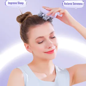Taşınabilir Mini baş masaj aleti şarj edilebilir kafa derisi için masaj Relax stres giderici aracı ile çıkarılabilir masaj düğümleri