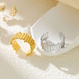 Wholesale New Gold Plated Stainless Steel Simple Geometric Irregular Shaped Finger <b>Rings</b> for <b>Couple</b> Women Men Jewelry - Product Image 6
