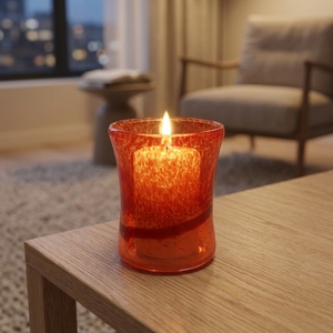 Pot à bougie rond en verre fait main, porte-bougie torsadé rose, récipient pour bougie chauffe-plat pour la décoration de la maison, Noël - Product Image 6