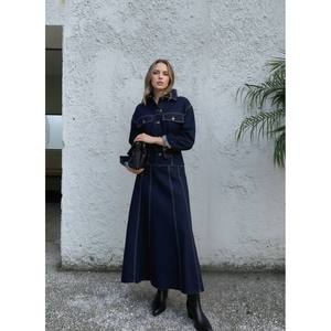 Conjunto de Falda y Chaqueta Vaquera Casual Vintage con Técnicas de Lavado para Primavera y Verano -1800 - Product Image 2