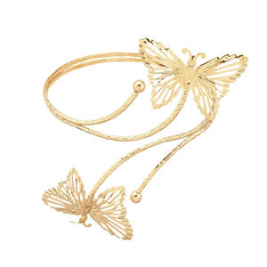Brazalete de apertura ajustable chapado en oro, joyería de moda para el cuerpo, brazalete de mariposa de Metal para mujer - Product Image 4