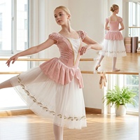 Robe de ballet romantique personnalisée S0105, costume de ballet à manches bouffantes en tulle, robe longue pour compétition de ballet, tenue de danse de groupe, tenue d'entraînement