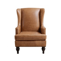 Fauteuil à dossier haut de style antique, en cuir véritable italien, vintage, pour hall d'hôtel, projet hôtelier, ou comme accent de salon, modèle Trône