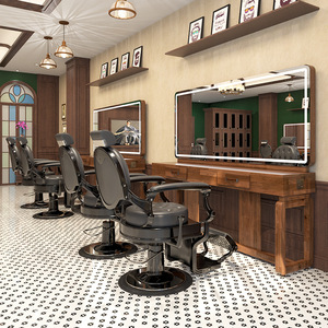 Stazione da Barbiere Professionale con Specchio in Vetro e Illuminazione LED ad Alta Definizione - Product Image 5