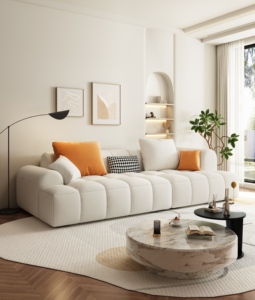 Ensemble de canapés <span class=keywords><strong>Chesterfield</strong></span> modernes Mufang à trois places - Canapé en tissu <span class=keywords><strong>couleur</strong></span> crème pour hôtel et salon - Product Image 5