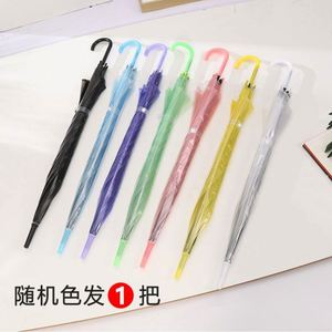 Parapluie droit classique transparent en PVC personnalisé avec logo, parapluie publicitaire de haute qualité - Product Image 5