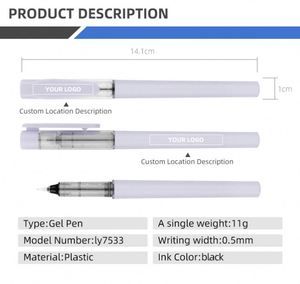 Stylo gel noir de haute qualité en plastique, écriture fluide, 0,5 mm, pour le bureau et l'école, avec option de logo personnalisé - Product Image 2
