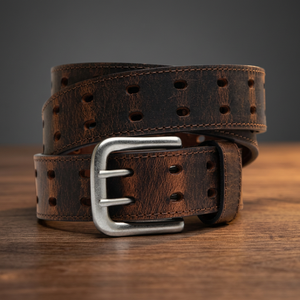 Ceinture en cuir de buffle de qualité supérieure, personnalisée, carrée, vintage, résistante, écologique, imperméable, légère, respirante, avec boucle en acier - Product Image 1