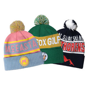 Prezzo di fabbrica verde a coste con Logo ricamato alla moda 100% cappello in cotone berretto invernale personalizzabile berretto con Pom - Product Image 4
