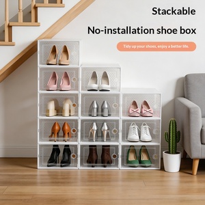 <span class=keywords><strong>Caja</strong></span> de Plástico Transparente para Exhibición de <span class=keywords><strong>Zapatos</strong></span>, Organizador de Almacenamiento de <span class=keywords><strong>Zapatos</strong></span> Apilable, <span class=keywords><strong>Caja</strong></span> de <span class=keywords><strong>Zapatos</strong></span> Plegable Transparente con Puerta Transparente - Product Image 1