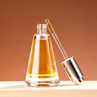 Flacon de sérum à pompe à pression de luxe 15 ml pour huile capillaire, flacon en verre cosmétique transparent, emballage pour soins de la peau