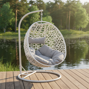 Columpio Redondo de Mimbre de Diseño Moderno Audu para Exteriores, Columpio de Ratán para Parques <span class=keywords><strong>y</strong></span> Hoteles, Muebles de Exterior de Metal Duradero - Product Image 1