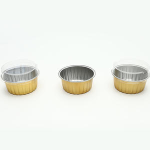 ภาชนะอลูมิเนียมฟอยล์กลมแบบใช้แล้วทิ้ง125มล. ถาดทำเค้กพร้อมฝาปิดชุดอบจานและกระทะสำหรับอบ - Product Image 2