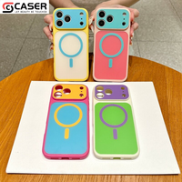 Casing Ponsel Magnetik Warna Kontras Candy Vibrant, Bagian Belakang Matte Solid, Bahan TPU Lembut untuk iPhone 13-18 dengan Jendela Kamera Besar