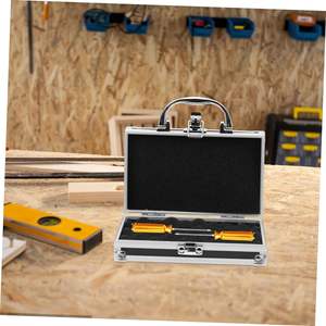 Small Metal Hard Case with Foam Aluminum Hard Case Aluminum Case <strong>Briefcase</strong> - Product Image 3