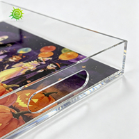 Plateau de service personnalisé en acrylique transparent avec motif citrouille d'Halloween, plateau décoratif avec poignées pour la décoration de table de fête à la maison