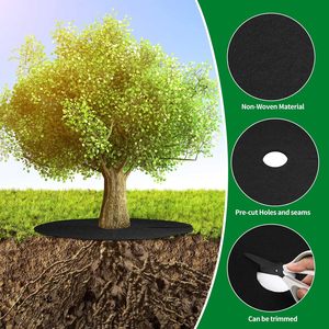 Anneau de paillis en feutre non tissé pour arbre, tapis rond anti-mauvaises herbes, protection réutilisable pour l'aménagement paysager, base de protection pour la protection des racines des mauvaises herbes - Product Image 4