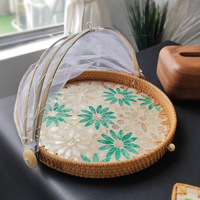 Couvre-aliments pliable en maille avec couvercle, anti-moustiques et anti-mouches, multifonctionnel, pour la maison, servant également de panier à mantou et de plateau en forme de coquille