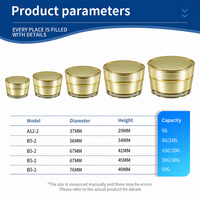 Pot en plastique pour crème cosmétique 5g 10g 15g 20g 30g 50g Emballage pour soins de la peau avec couvercle finition or