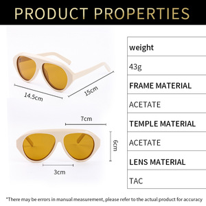 Lunettes <span class=keywords><strong>de</strong></span> <span class=keywords><strong>soleil</strong></span> vintage surdimensionnées pour hommes et femmes Logo personnalisé Lentilles en acétate <span class=keywords><strong>de</strong></span> haute qualité monture <span class=keywords><strong>beige</strong></span> polarisée pour la protection solaire - Product Image 2