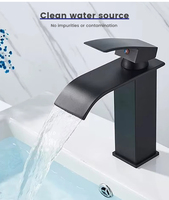 Grifo de Baño Moderno Cuadrado Tipo Cascada, Antiderrames, de Acero Inoxidable 304, Monomando, con Caño Ancho y Chorro Suave