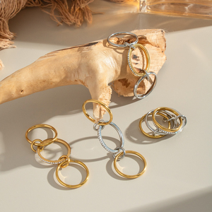 X&amp;L Stainless Steel Minimalism <strong>Stack</strong> <strong>Ring</strong> 18K Gold Color Finger Accessories Multi Pieces Interlocking Spinelli <strong>Ring</strong> - Product Image 6