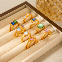 Bague en acier inoxydable avec pierre/cristal pour femme, étanche, tendance, accessoires PVD 18K, bijoux de mode pour la main, vente en gros