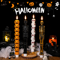 Mini bougies LED Halloween en forme de crâne et de citrouille, empilables, décorations gothiques effrayantes pour fêtes, remplisseurs de paniers de mariage, cadeaux d'automne pour les fêtes