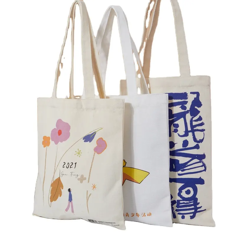 Eco borse per la spesa da donna borsa Tote in tela di cotone con Logo stampato personalizzato borsa per la spesa promozionale in cotone all'ingrosso