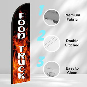 รถขายอาหารขนาด 2.5*11.5 ฟุต ธงขนนกคุณภาพสูงแบบกำหนดเอง ธงชายหาดสำหรับงานปาร์ตี้ริมชายหาดและการโฆษณาส่งเสริมการขาย - Product Image 3