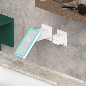 Sáng Tạo Trong Tường 2 Lỗ 180 Độ Xoay Lưu Vực Vòi Nước Tất Cả Các Đồng <span class=keywords><strong>LED</strong></span> Hiển Thị Kỹ Thuật Số Giấu Thác Mixer Vòi Nước - Product Image 3