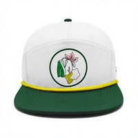 Casquette de golf imperméable à 7 panneaux avec broderie de logo personnalisé, perforations découpées au laser, cordon et logo en patch PVC, casquette de baseball, vente en gros OEM