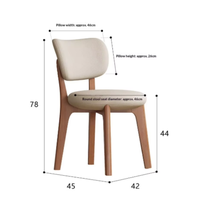 Chaise de salle à manger moderne en bois massif de style nordique avec revêtement en cuir anti-griffures, démontable, pour mobilier de maison, petite taille