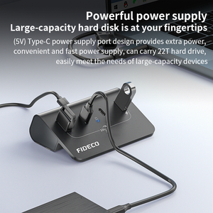 Fideco thiết kế mới nhôm 4 <span class=keywords><strong>USB</strong></span> A <span class=keywords><strong>3</strong></span> <span class=keywords><strong>USB</strong></span> C <span class=keywords><strong>HUB</strong></span> 10Gbps sạc truyền dữ liệu Multiport Splitter - Product Image 4