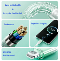 Câble de données PVC à charge rapide 3 en 1 120W 6A Ice Crystal pour téléphones mobiles iPhone/Type-C/Android et banques d'alimentation