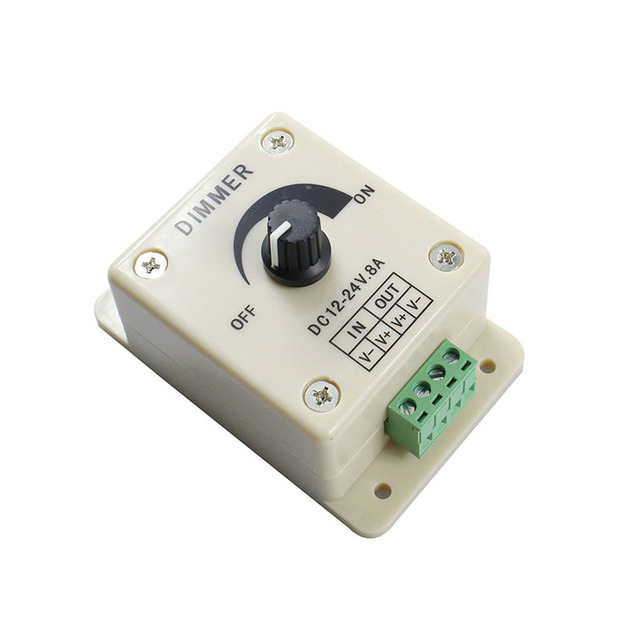 DC12-24V 8A Manual Knob Dimmer Switch Delay off Spotlight Brightness LED Mono Dimming Controller Single Color Strip