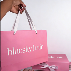 Sacs cadeaux personnalisés avec logo imprimé pour perruques, en carton recyclé, avec poignées en <span class=keywords><strong>ruban</strong></span> <span class=keywords><strong>blanc</strong></span>, roses, pour cosmétiques de luxe - Product Image 2